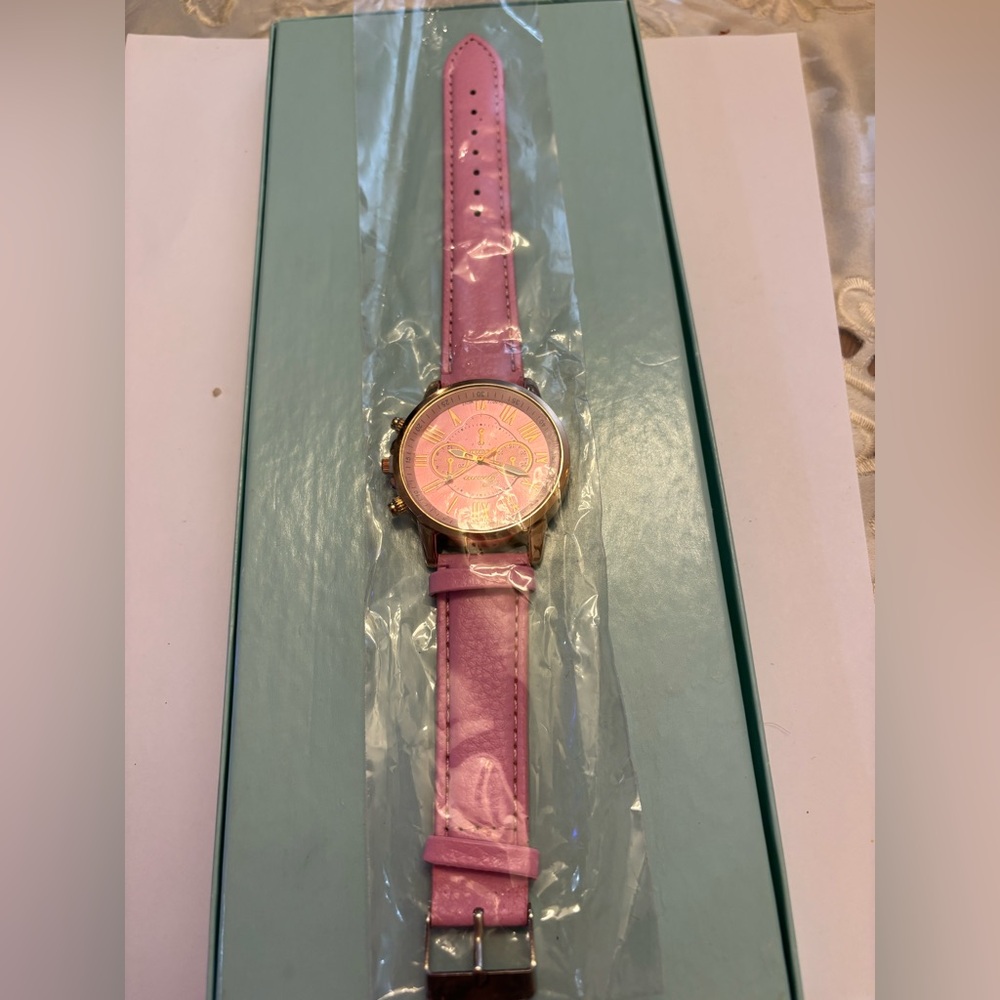 Pink-Strap Roman Numeral Wristwatch